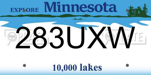 283UXW Minnesota License Plate