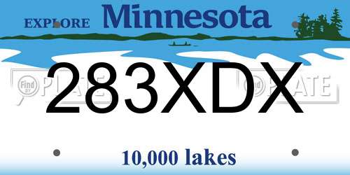 283XDX Minnesota License Plate