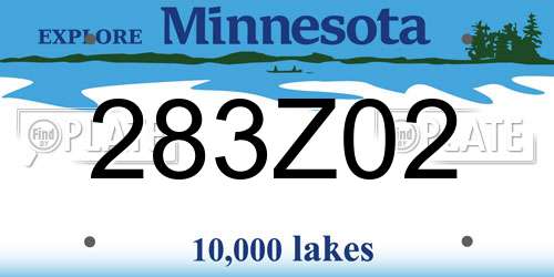 283Z02 Minnesota License Plate