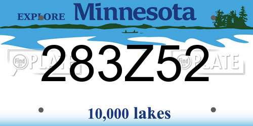 283Z52 Minnesota License Plate