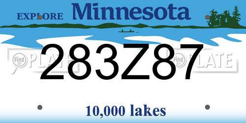 283Z87 Minnesota License Plate