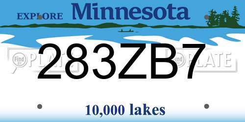 283ZB7 Minnesota License Plate