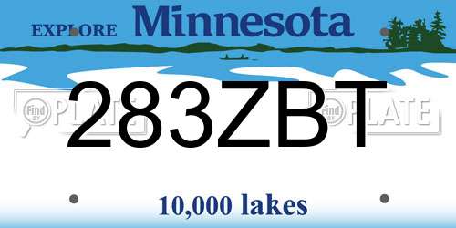 283ZBT Minnesota License Plate