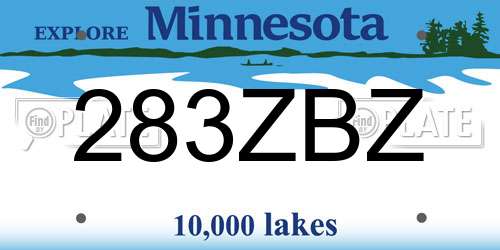 283ZBZ Minnesota License Plate