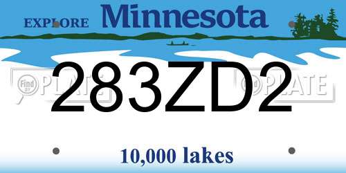 283ZD2 Minnesota License Plate