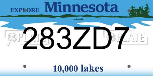 283ZD7 Minnesota License Plate
