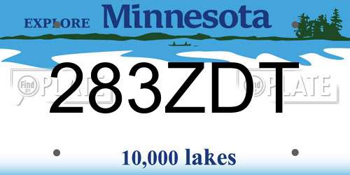283ZDT Minnesota License Plate