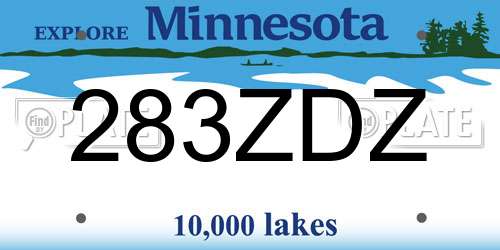 283ZDZ Minnesota License Plate