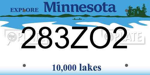 283ZO2 Minnesota License Plate