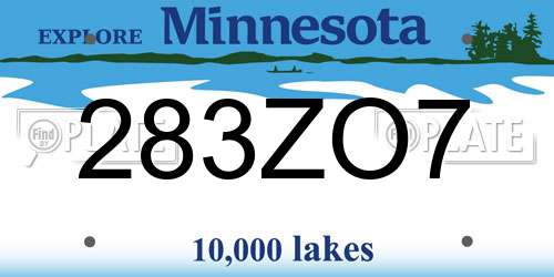 283ZO7 Minnesota License Plate