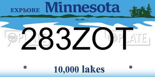 283ZOT Minnesota License Plate