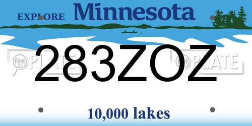 283ZOZ Minnesota License Plate