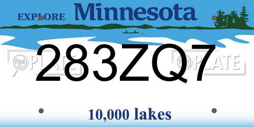 283ZQ7 Minnesota License Plate