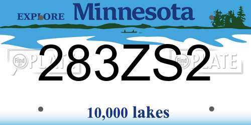 283ZS2 Minnesota License Plate