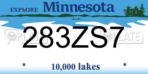 283ZS7 Minnesota License Plate