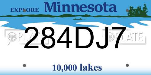 284DJ7 Minnesota License Plate