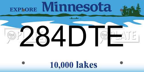 284DTE Minnesota License Plate