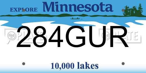 284GUR Minnesota License Plate