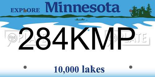 284KMP Minnesota License Plate