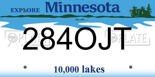 284OJT Minnesota License Plate