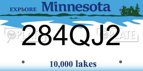 284QJ2 Minnesota License Plate