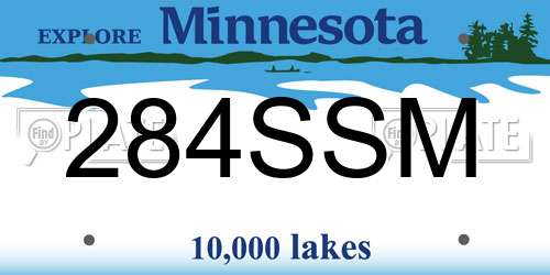 284SSM Minnesota License Plate