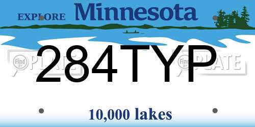 284TYP Minnesota License Plate