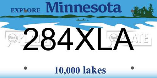 284XLA Minnesota License Plate