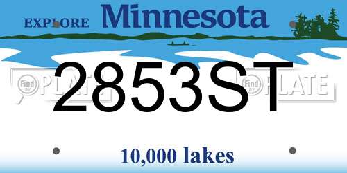 2853ST Minnesota License Plate