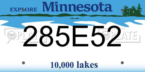 285E52 Minnesota License Plate