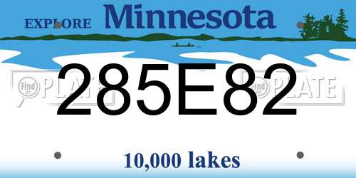 285E82 Minnesota License Plate