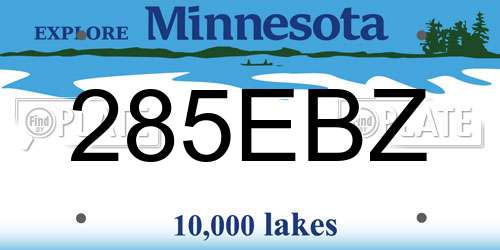 285EBZ Minnesota License Plate
