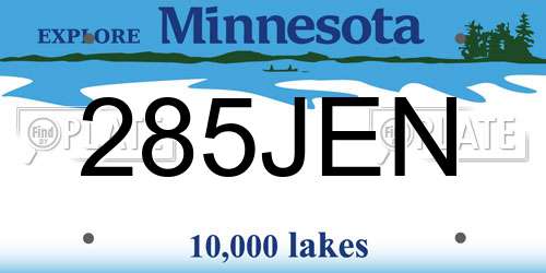 285JEN Minnesota License Plate