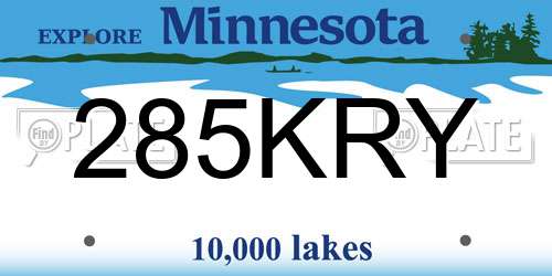 285KRY Minnesota License Plate