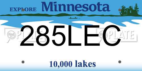 285LEC Minnesota License Plate