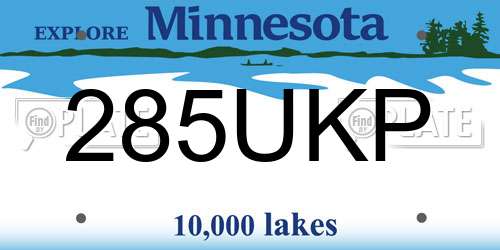 285UKP Minnesota License Plate
