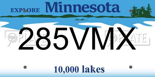 285VMX Minnesota License Plate