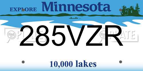 285VZR Minnesota License Plate