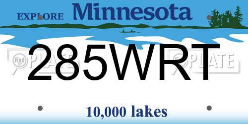 285WRT Minnesota License Plate
