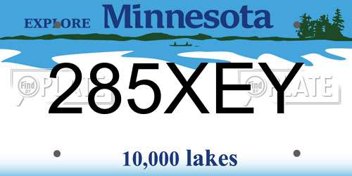 285XEY Minnesota License Plate