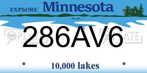 286AV6 Minnesota License Plate