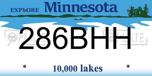 286BHH Minnesota License Plate