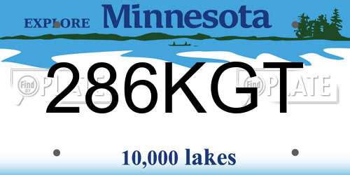 286KGT Minnesota License Plate