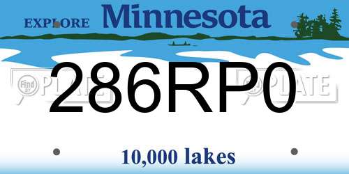 286RP0 Minnesota License Plate