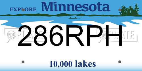 286RPH Minnesota License Plate