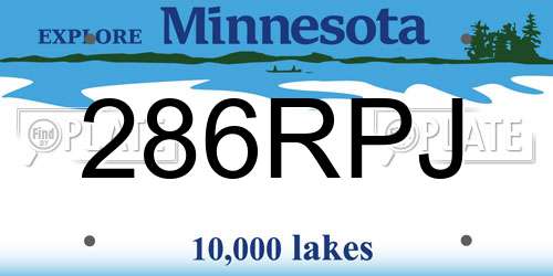 286RPJ Minnesota License Plate