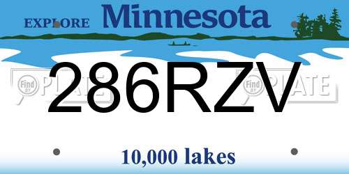 286RZV Minnesota License Plate