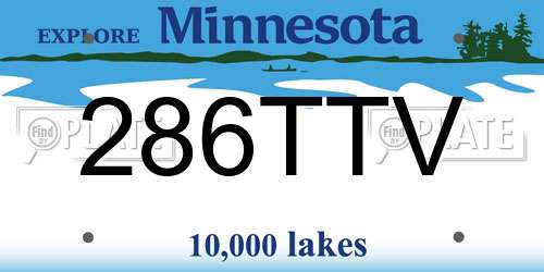 286TTV Minnesota License Plate