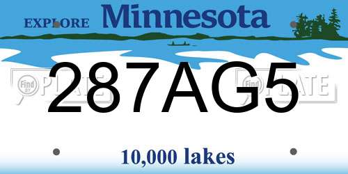287AG5 Minnesota License Plate