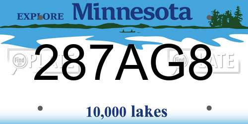 287AG8 Minnesota License Plate